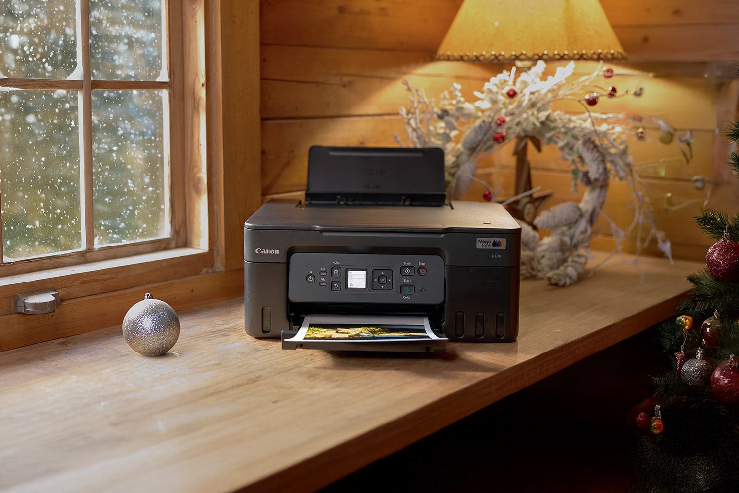 Printer on a Wooden Desk