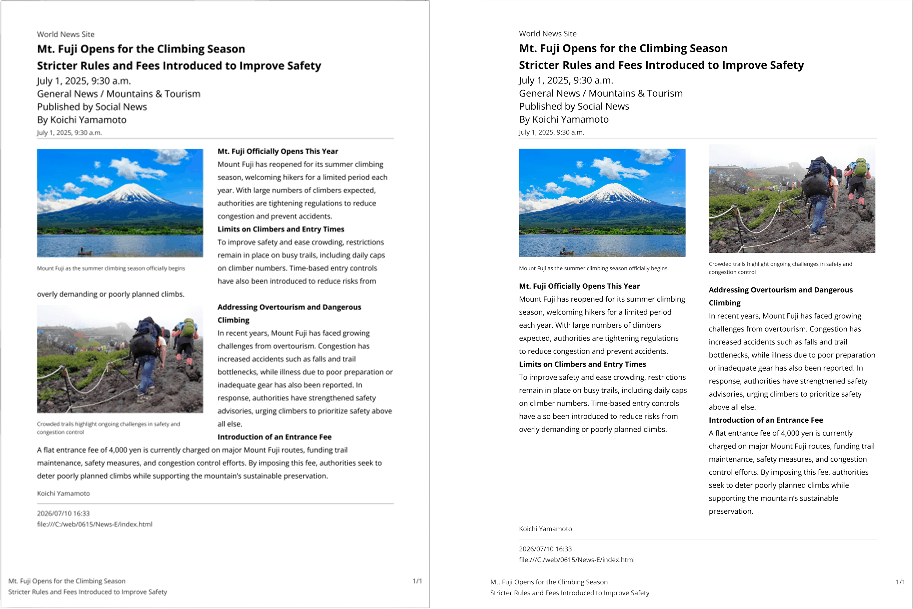 Two Examples of a Single Merged Page with Content from Different Pages