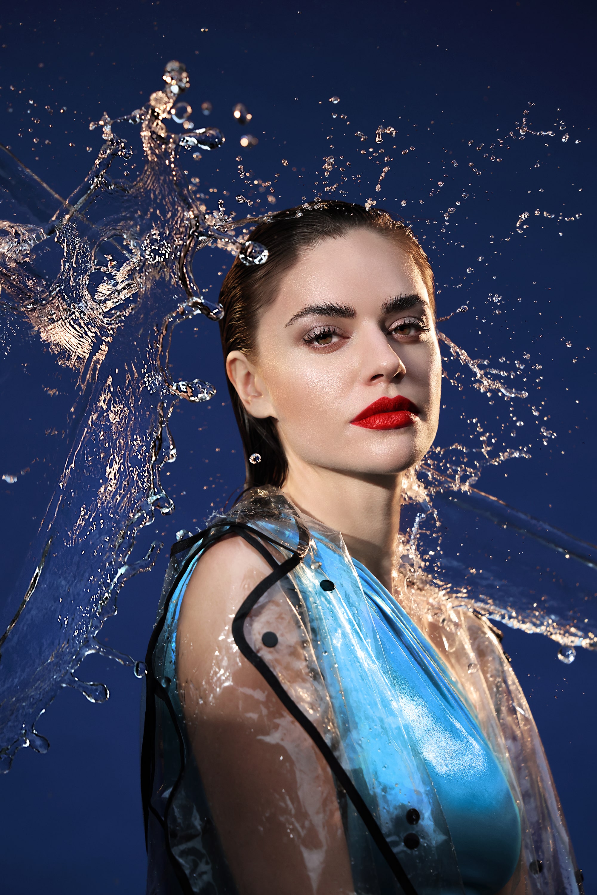 Model Getting Splashed With Water